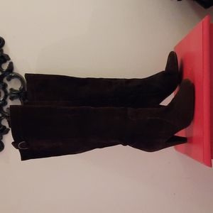 Brown Suede Knee High Boots